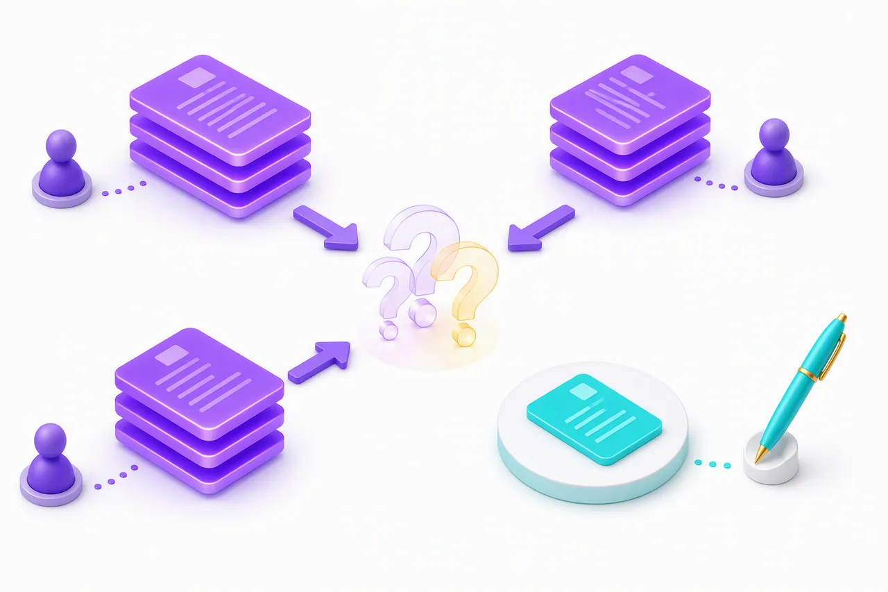 Three drafts, one owner Three drafts, one owner. AI can produce three versions by lunch. Somebody still has to pick the file everyone else builds from.
